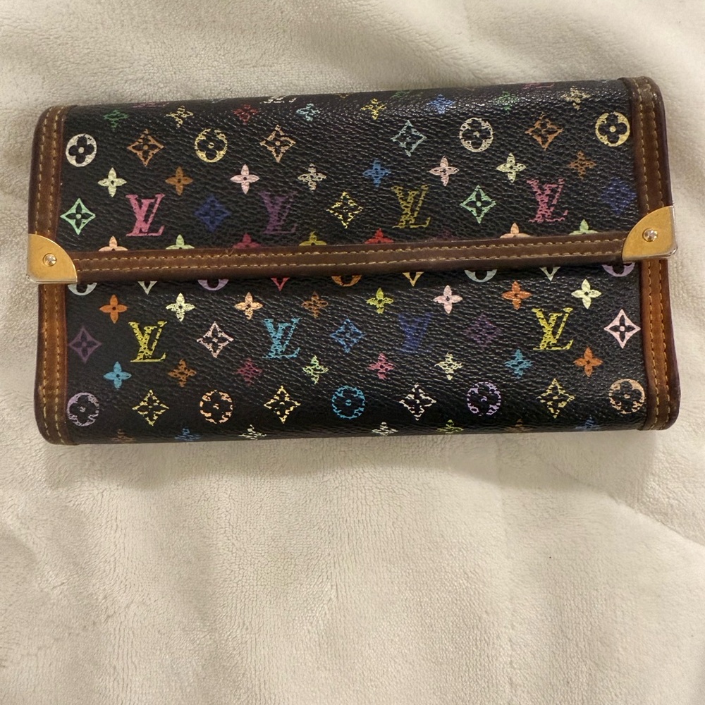 FLASH SALE! Louis Vuitton Multicolore Sarah Wallet – Black Murakami – Authentic